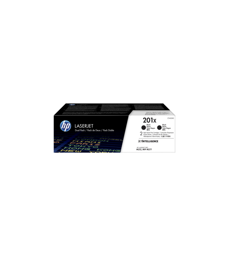 Toner Laser 201X HP LJ Color M252 Black 2.8K Pgs - 2  packs   CF400XD