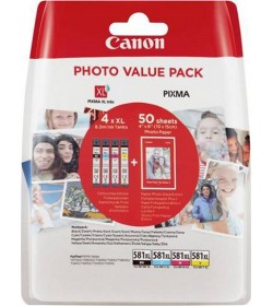 Canon CLI-581XL BK,C,M,Y High Yield Ink Cartridge  Photo Paper Value Pack