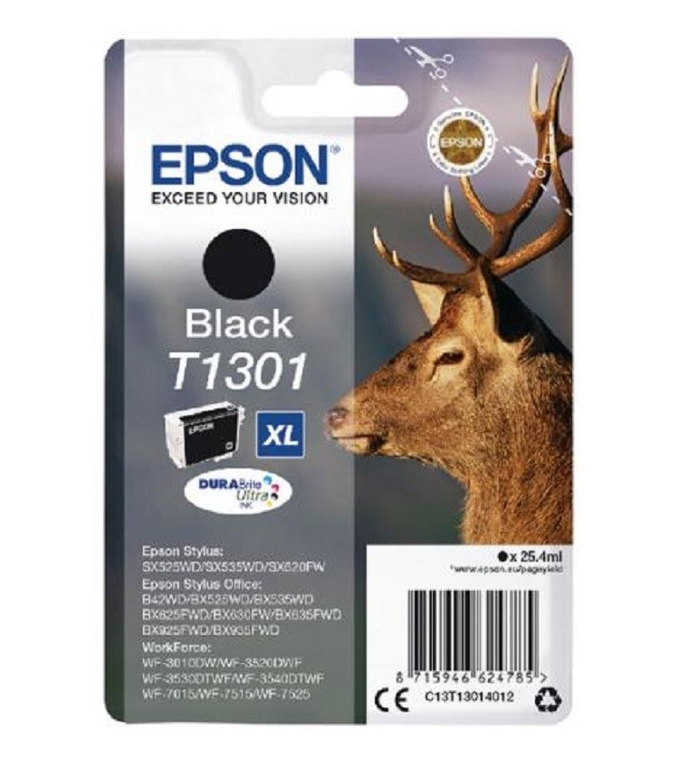Ink Epson T13014010 Black with pigment ink new series Stag-Size XL (25,9ml)